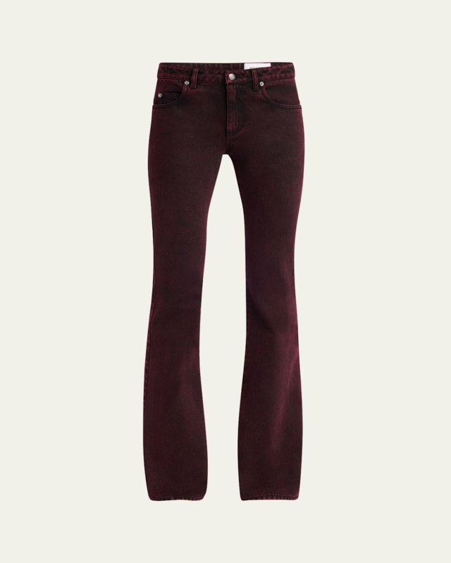 Low-Rise Red-Wash Denim Flare Trousers